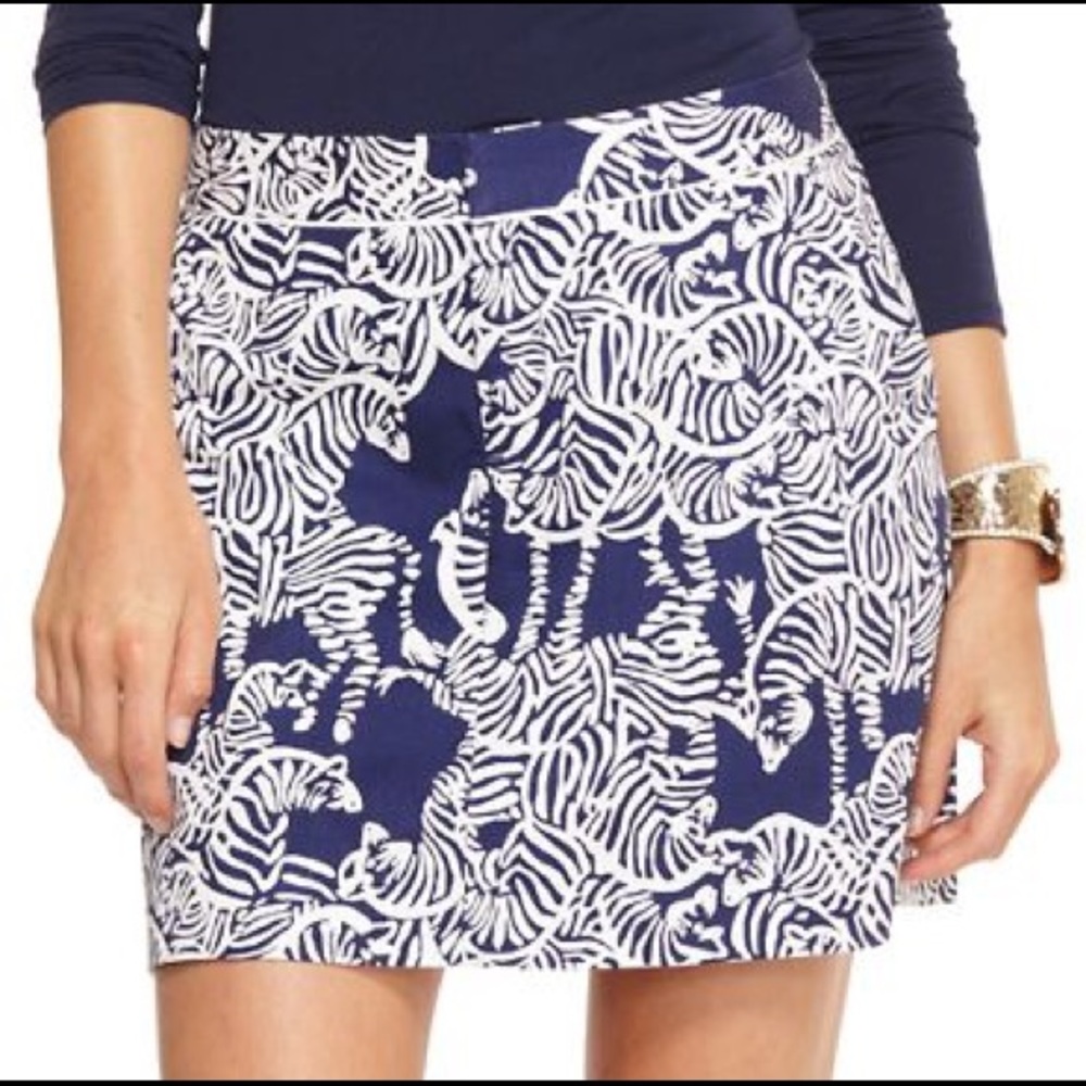 Lilly Pulitzer Cleona skort skirt navy zebra 6